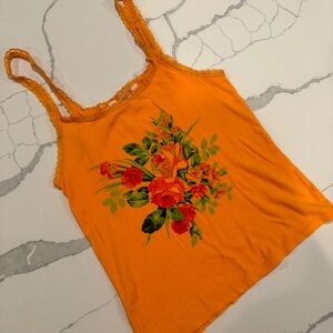 Victoria’s Secret Pink Floral Orange Tank Top